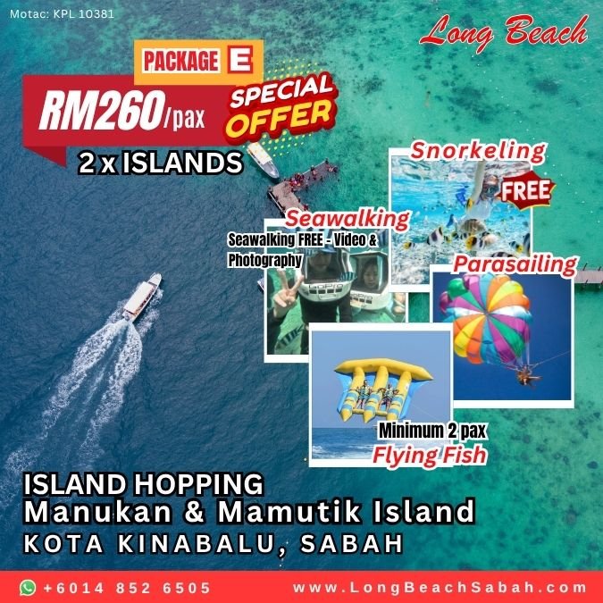 45 Long beach island hopping manukan mamutik sapi kota kinabalu sabah